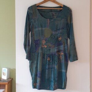 Vintage Handmade Green and Purple Minidress Size Extra Small